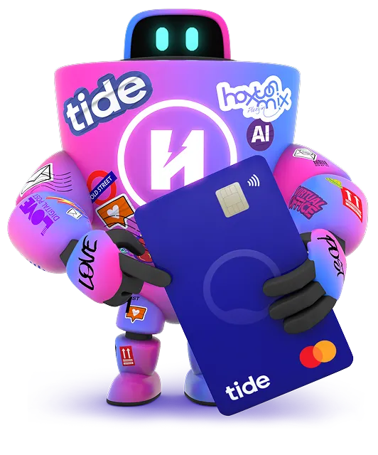 Colorful robot figure with stickers