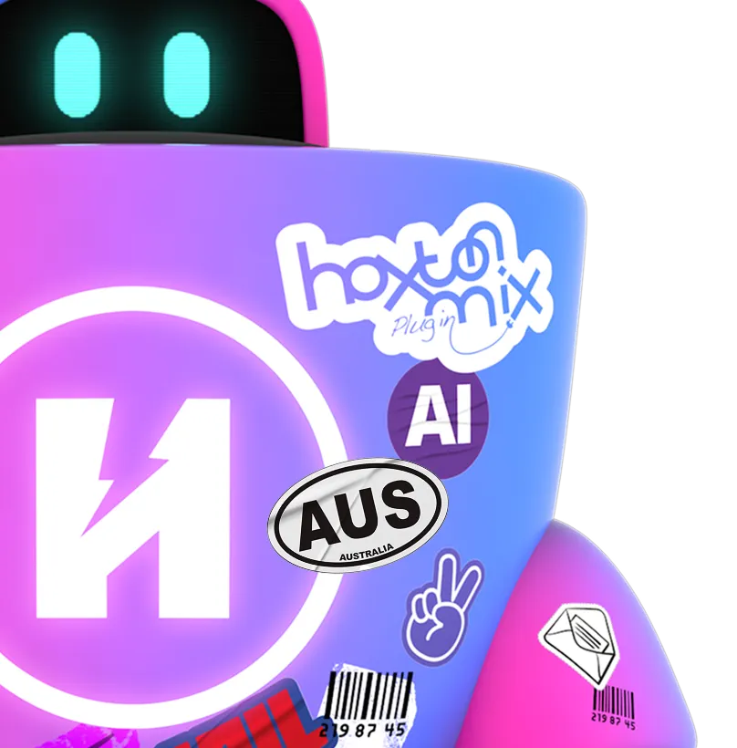 Colorful robot figure with stickers
