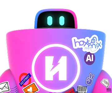 Colorful robot figure with stickers