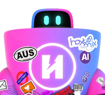 Colorful robot figure with stickers