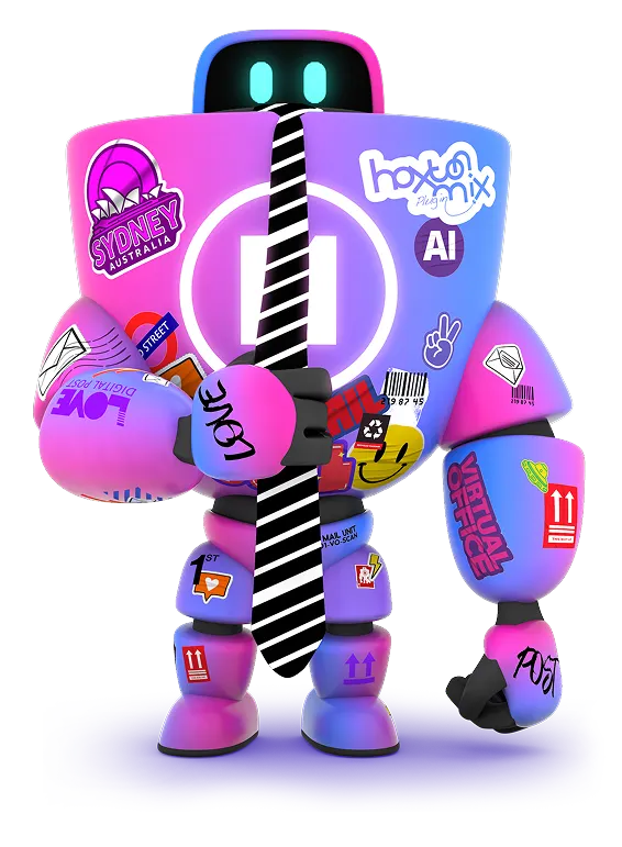 HaiRo™ robot mascot holding tie