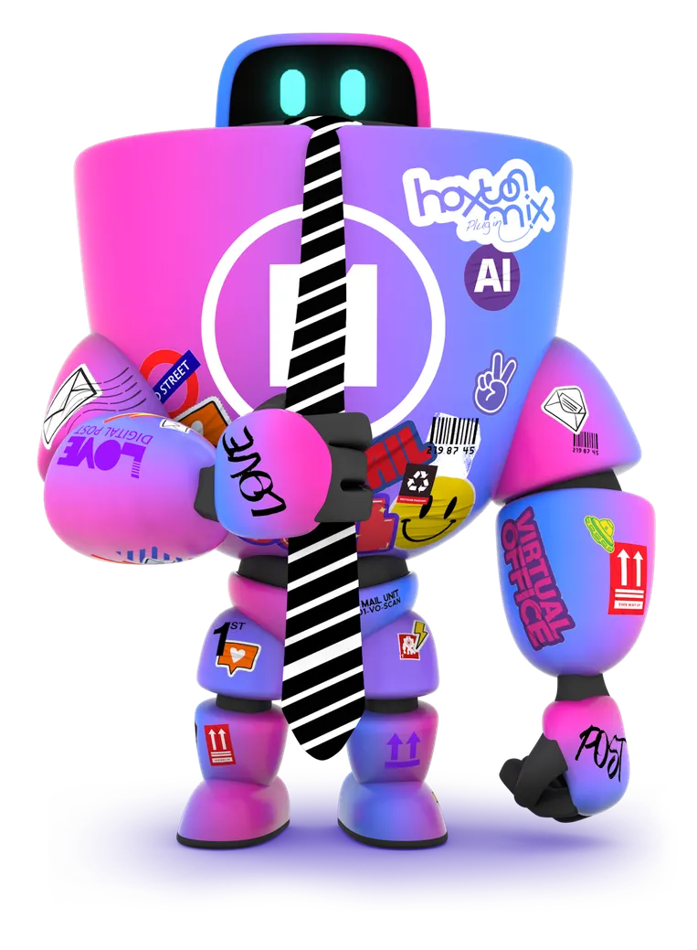 HaiRo™ robot mascot holding tie