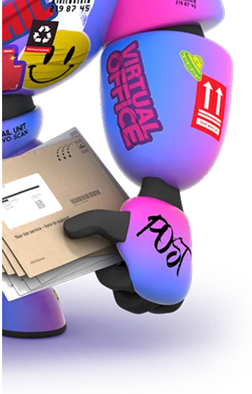 Colorful robot figure with stickers