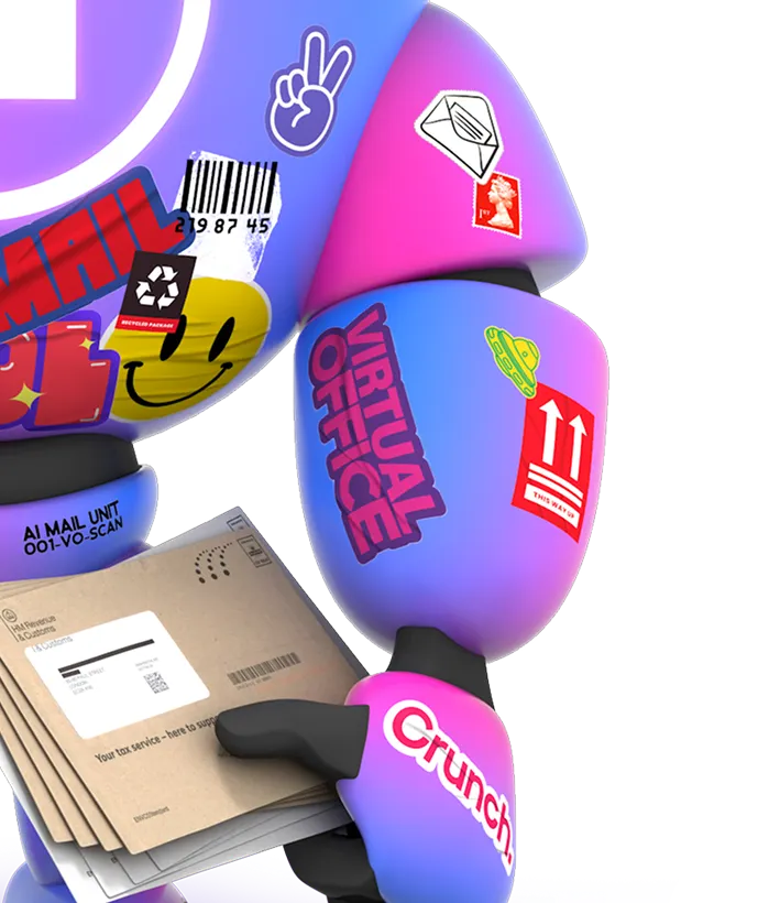 Colorful robot figure with stickers