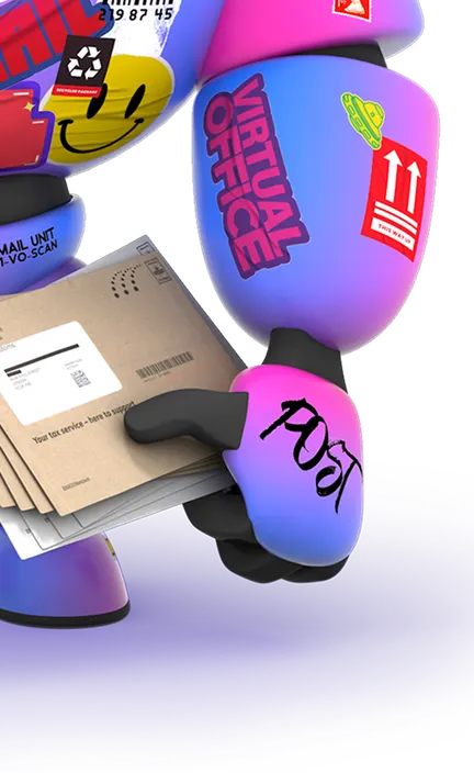 Colorful robot figure with stickers