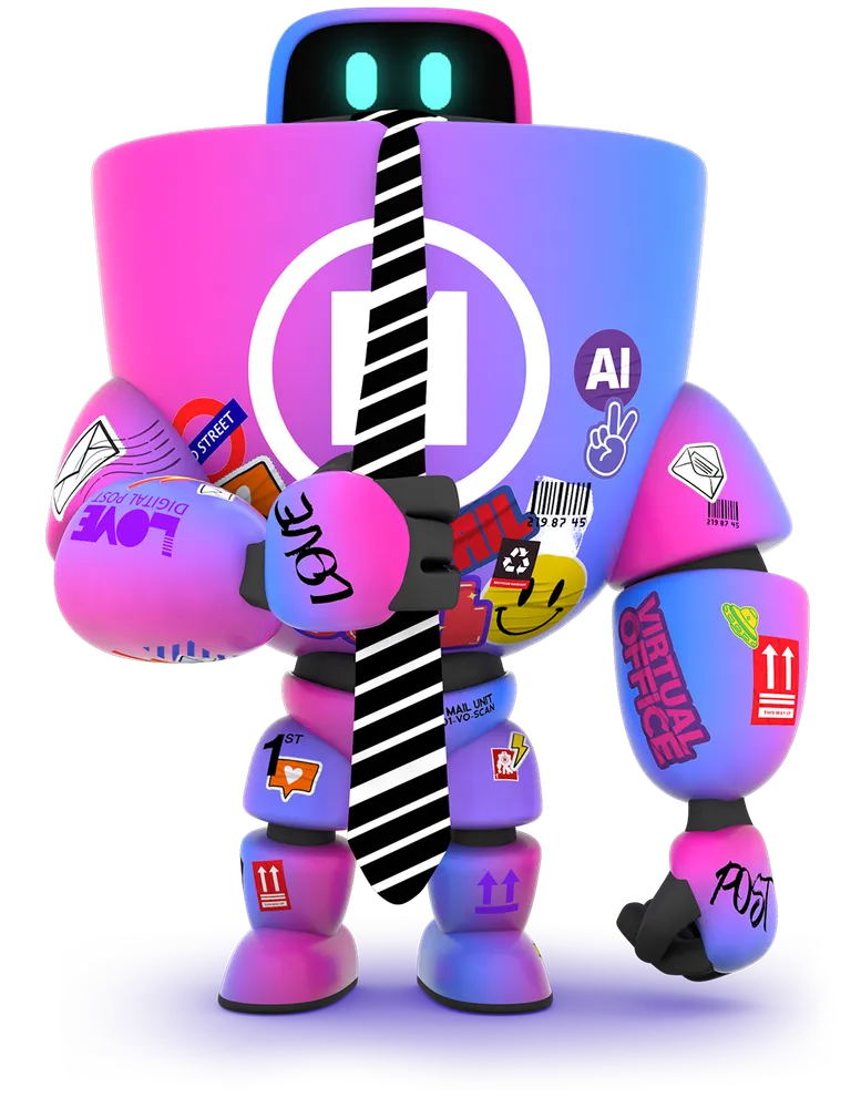 HaiRo™ robot mascot holding tie