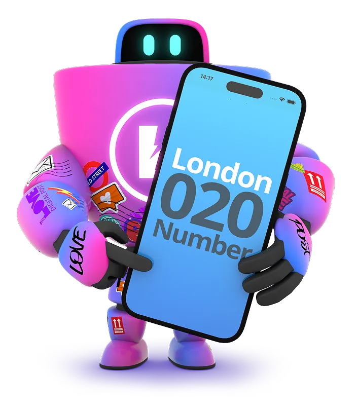 HaiRo™ robot mascot holding phone