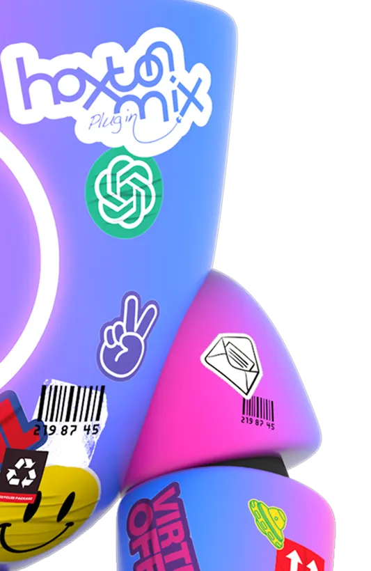 Colorful robot figure with stickers