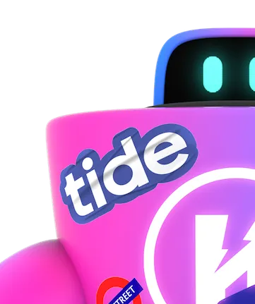 Colorful robot figure with stickers