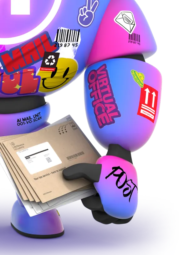 Colorful robot figure with stickers