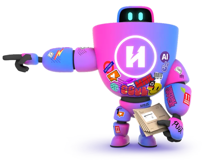 Robot arm holding mail