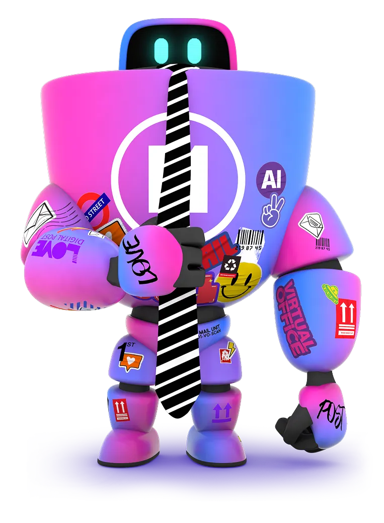 HaiRo™ robot mascot holding tie