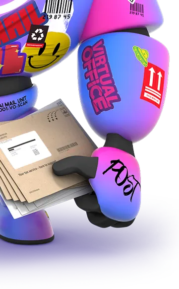Colorful robot figure with stickers