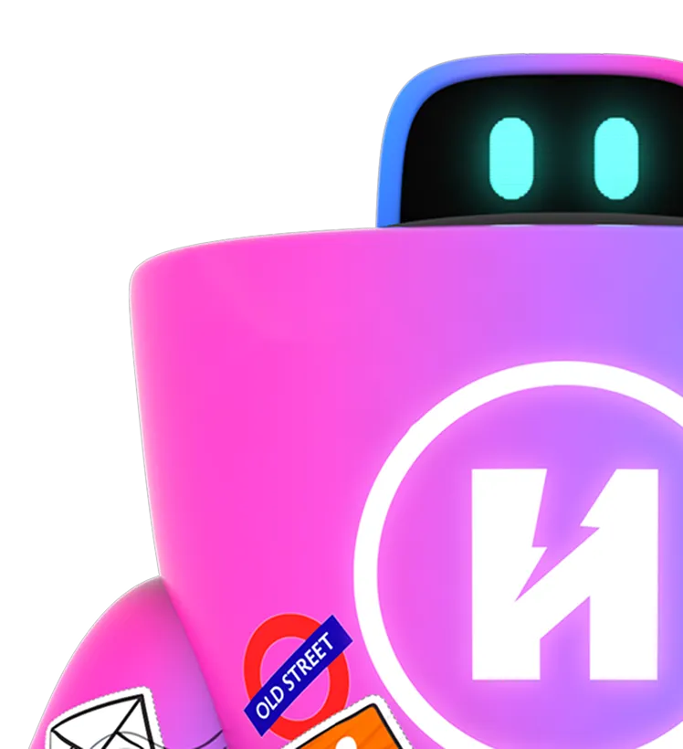 Colorful robot figure with stickers