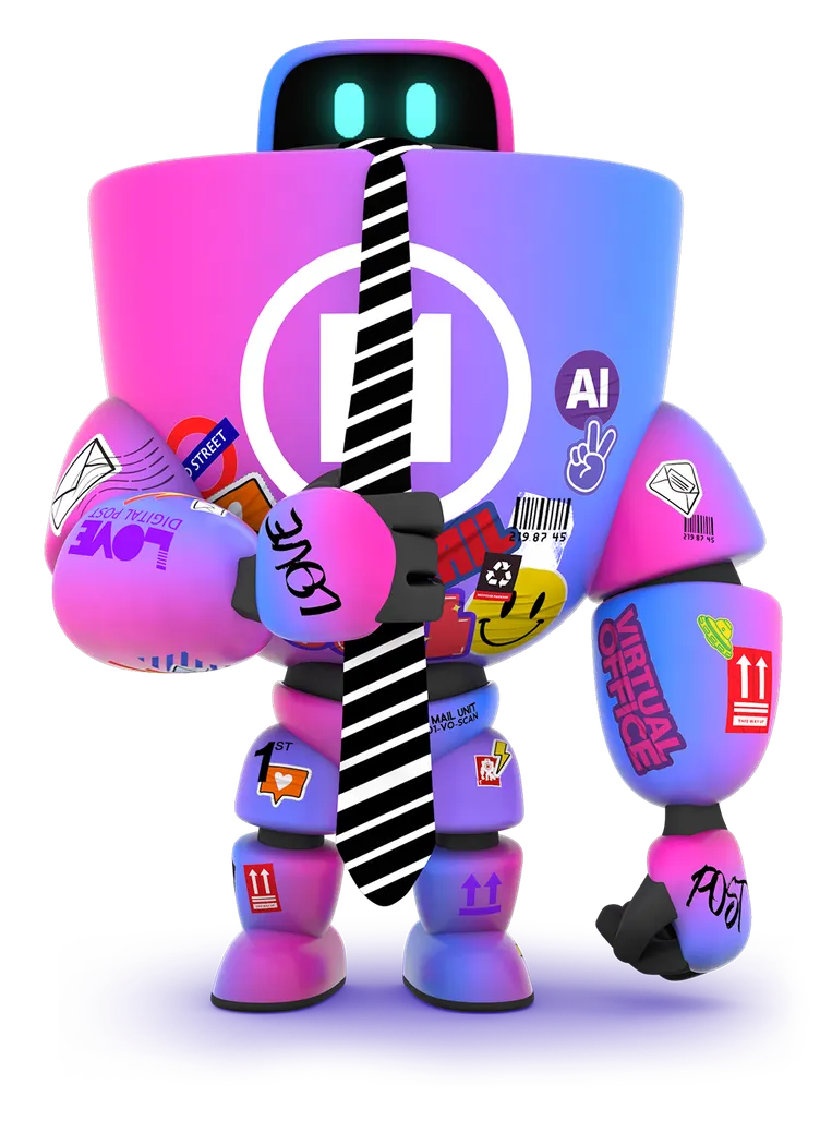 HaiRo™ robot mascot holding tie