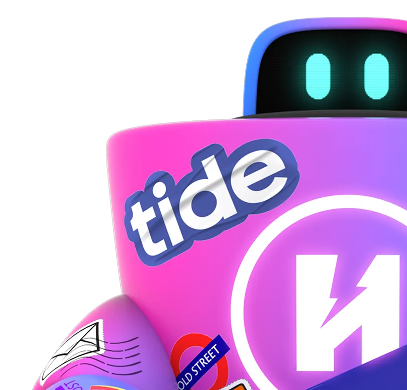 Colorful robot figure with stickers