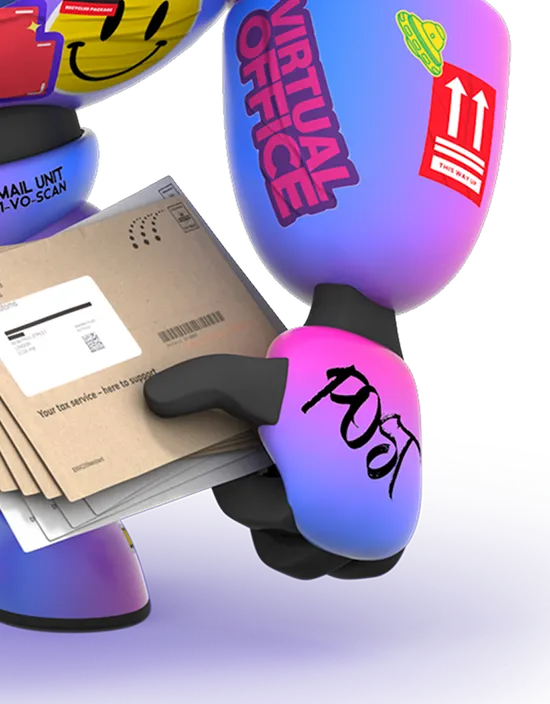 Colorful robot figure with stickers