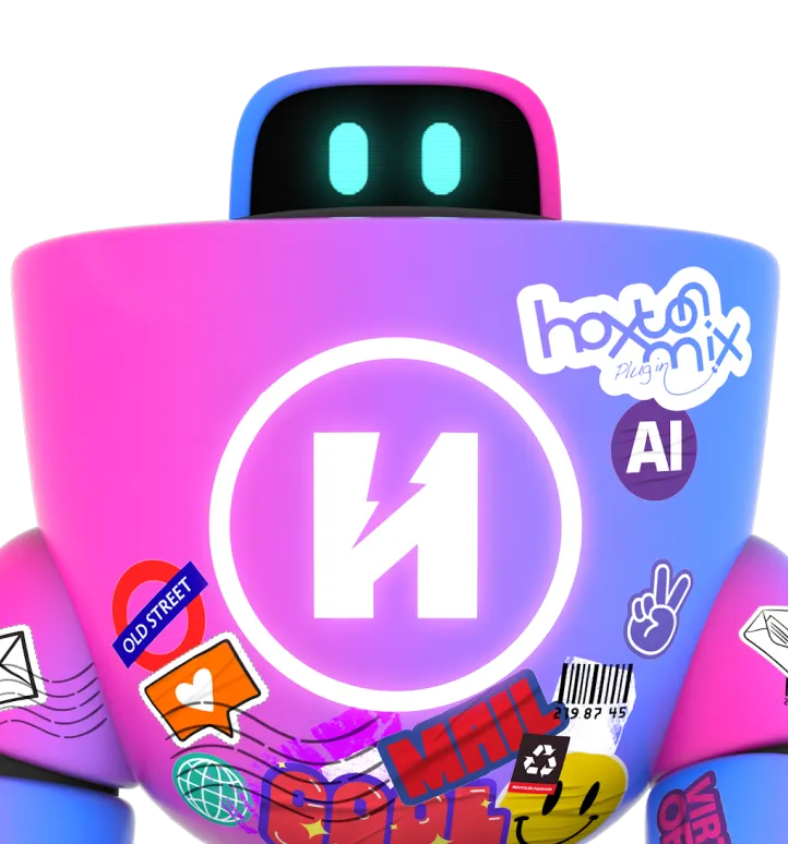 Colorful robot figure with stickers