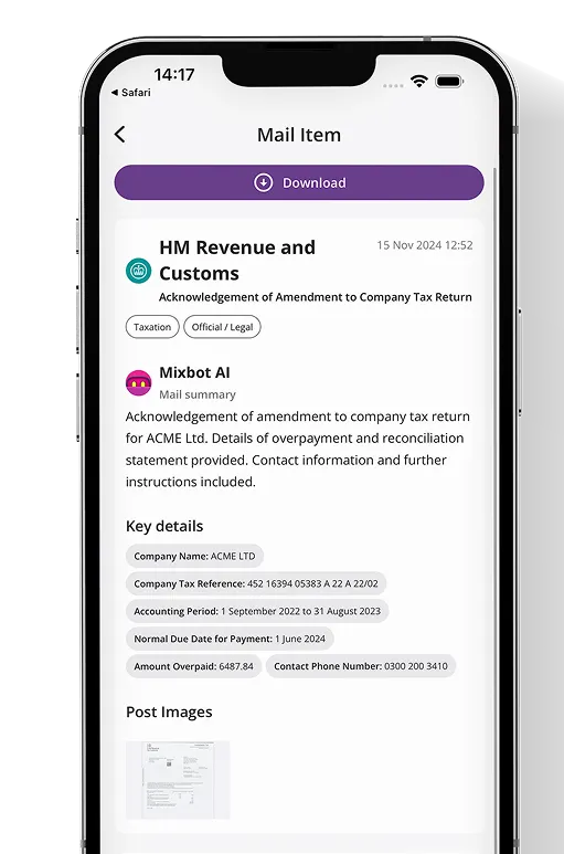 HaiRo™ mail service with robot mascot and phone displaying mail interface