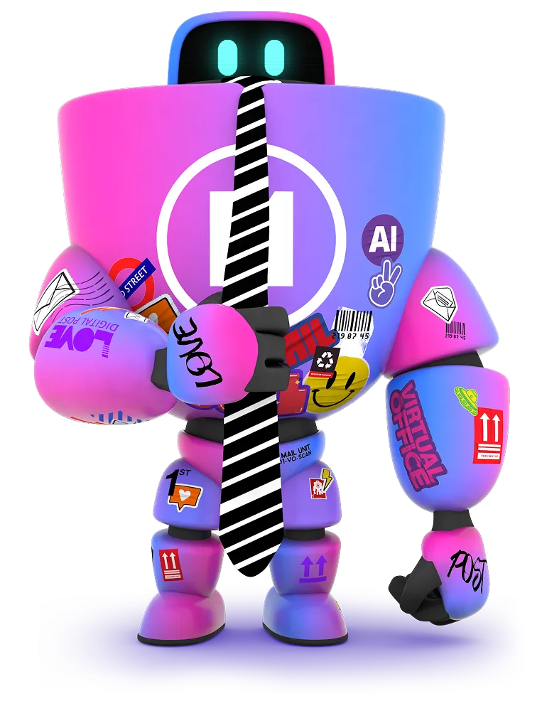 HaiRo™ robot mascot holding tie